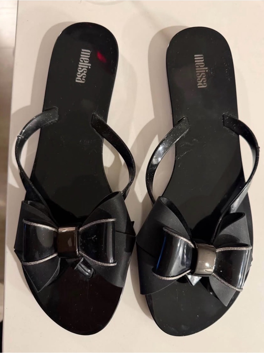 Melissa Black Bow Flip Flop Sandals
